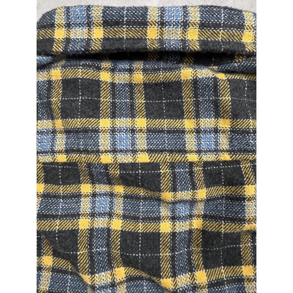 Grayers Heritage Flannel Shirt Mens Large Black Yellow Blue Plaid Button Down - Picture 10 of 14